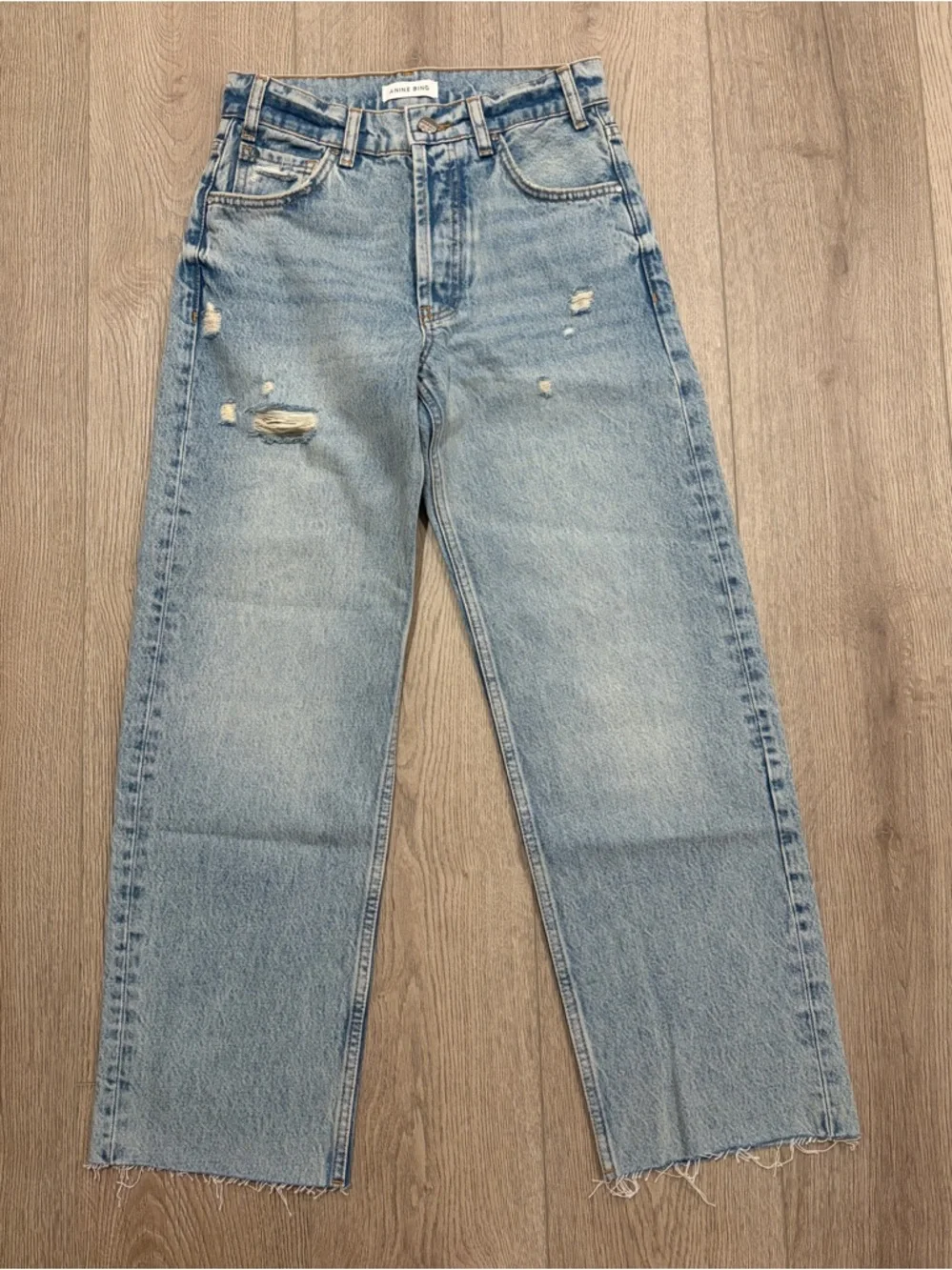 Anine Bing Gavin Straight Leg Jeans with Distressed Detail - Picture 4 of 12